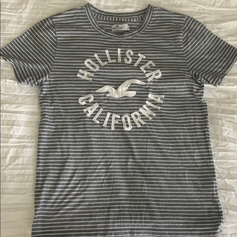 Brand new grey striped hollister tee